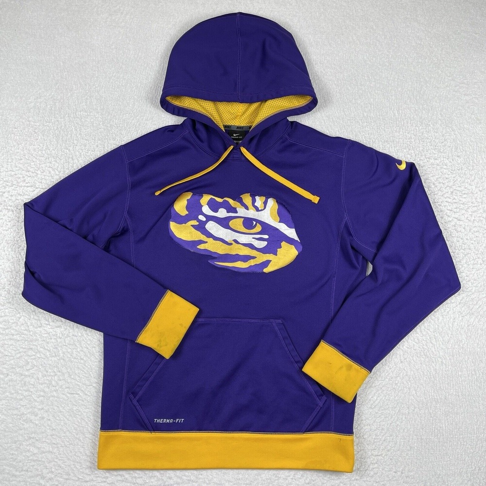 LSU Tigers Sweatshirt Mens Small Therma Hoodie Football Pullover Travel College